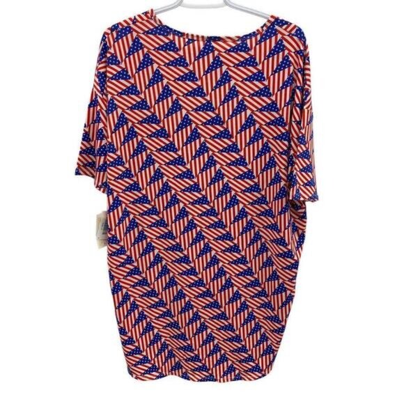NWT LuLaRoe Irma Tunic Shirt Top Size S Multicolor Patriotic American Pattern - Picture 2 of 7